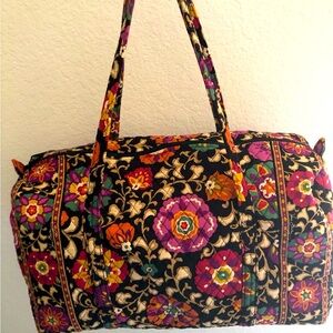 Vera Bradley Floral Travel Bag - Black, Pink, Orange